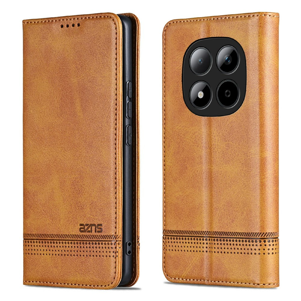 AZNS For Xiaomi Redmi Note 15 Pro 5G (Global) Case Cowhide Texture PU Leather Wallet Phone Cover - Brown