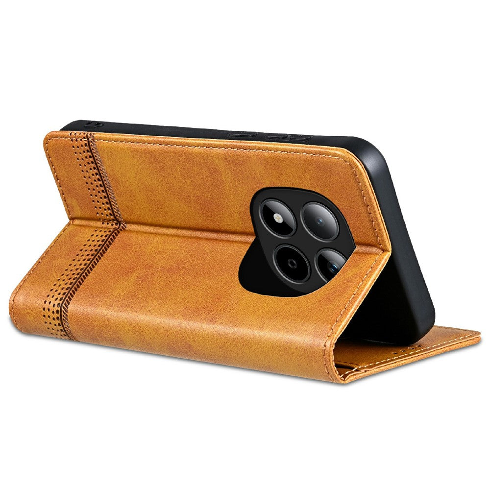 AZNS For Xiaomi Redmi Note 15 Pro 5G (Global) Case Cowhide Texture PU Leather Wallet Phone Cover - Brown