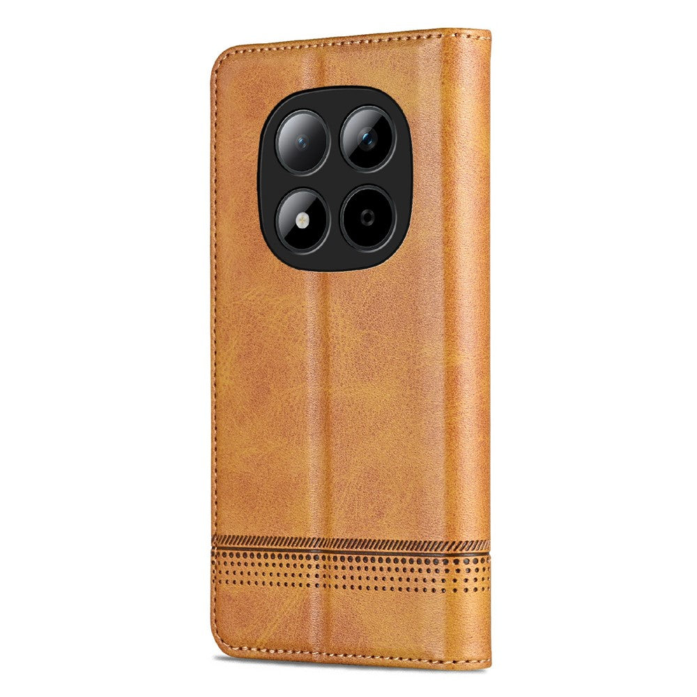 AZNS For Xiaomi Redmi Note 15 Pro 5G (Global) Case Cowhide Texture PU Leather Wallet Phone Cover - Brown