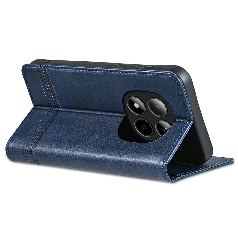 AZNS For Xiaomi Redmi Note 15 Pro 5G (Global) Case Cowhide Texture PU Leather Wallet Phone Cover - Blue