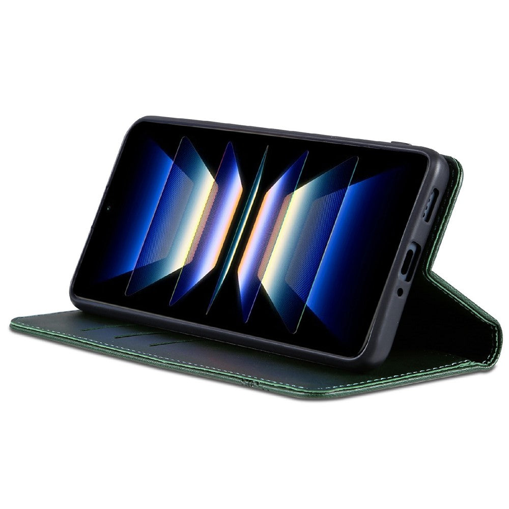 AZNS For Xiaomi Redmi Note 15 Pro 5G (Global) Case Cowhide Texture PU Leather Wallet Phone Cover - Green