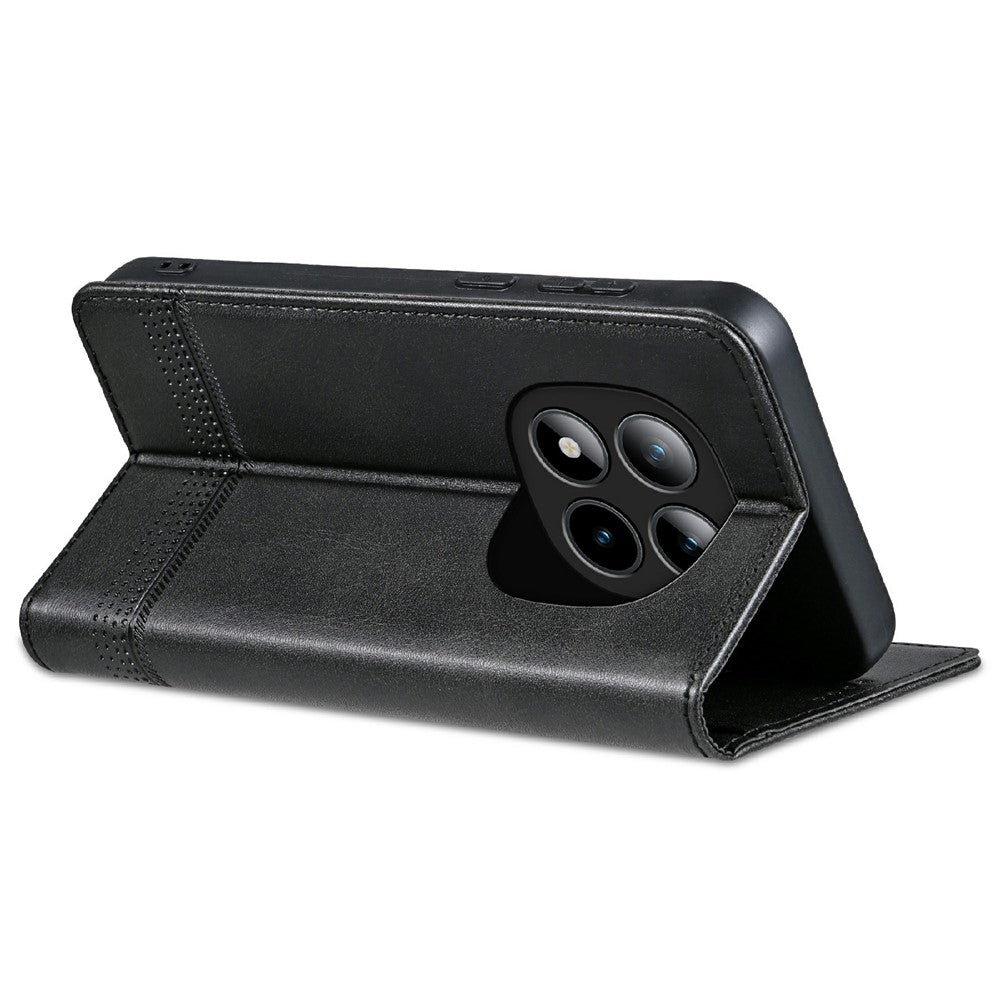 AZNS For Xiaomi Poco M8 Pro 5G / Redmi Note 15 Pro+ 5G (Global) Case Cowhide Texture PU Leather Wallet Phone Cover - Black