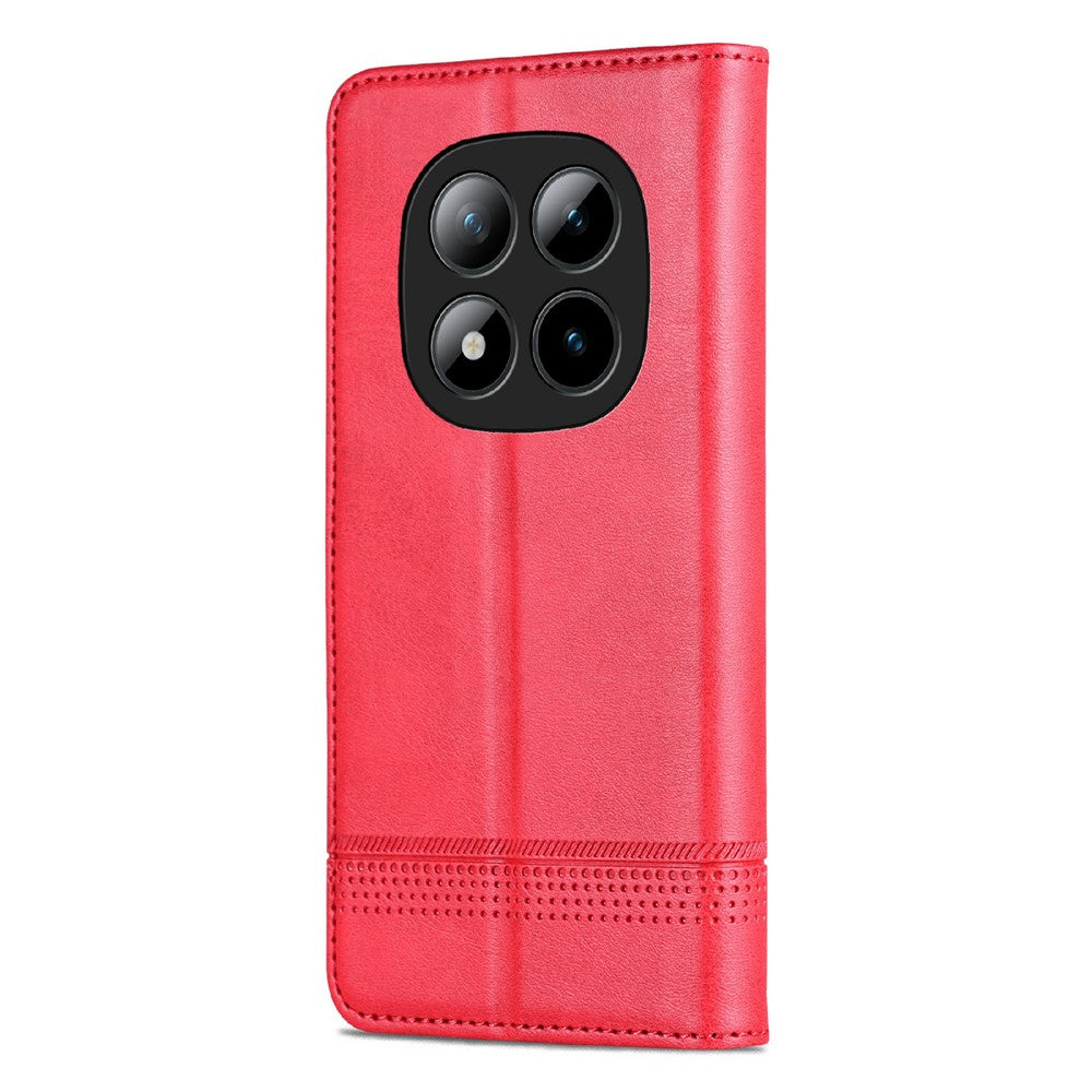 AZNS For Xiaomi Poco M8 Pro 5G / Redmi Note 15 Pro+ 5G (Global) Case Cowhide Texture PU Leather Wallet Phone Cover - Red
