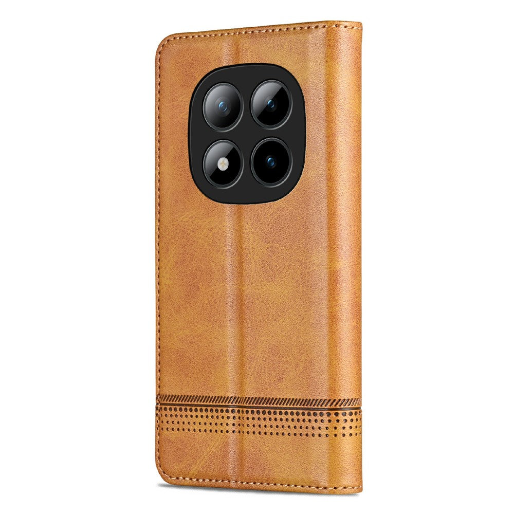 AZNS For Xiaomi Poco M8 Pro 5G / Redmi Note 15 Pro+ 5G (Global) Case Cowhide Texture PU Leather Wallet Phone Cover - Brown
