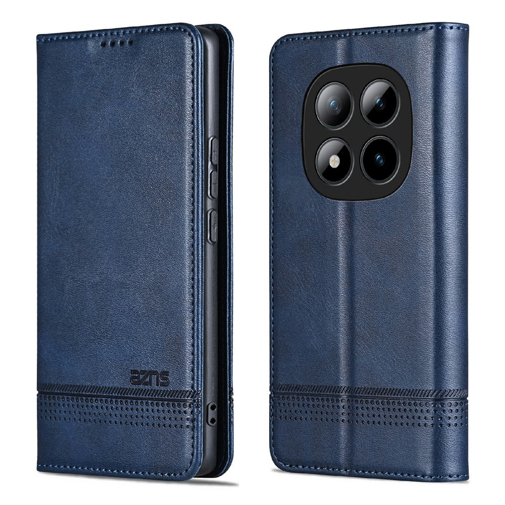 AZNS For Xiaomi Poco M8 Pro 5G / Redmi Note 15 Pro+ 5G (Global) Case Cowhide Texture PU Leather Wallet Phone Cover - Blue