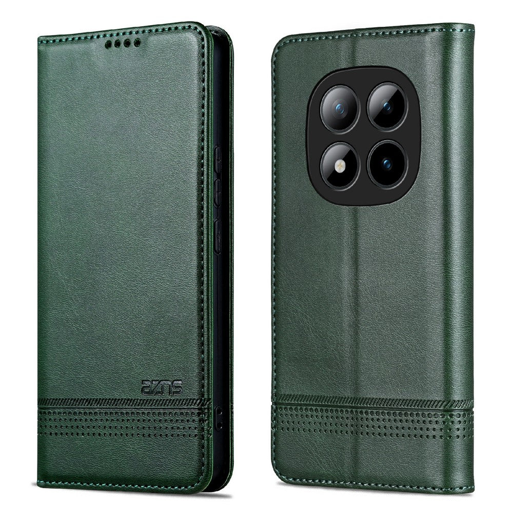 AZNS For Xiaomi Poco M8 Pro 5G / Redmi Note 15 Pro+ 5G (Global) Case Cowhide Texture PU Leather Wallet Phone Cover - Green
