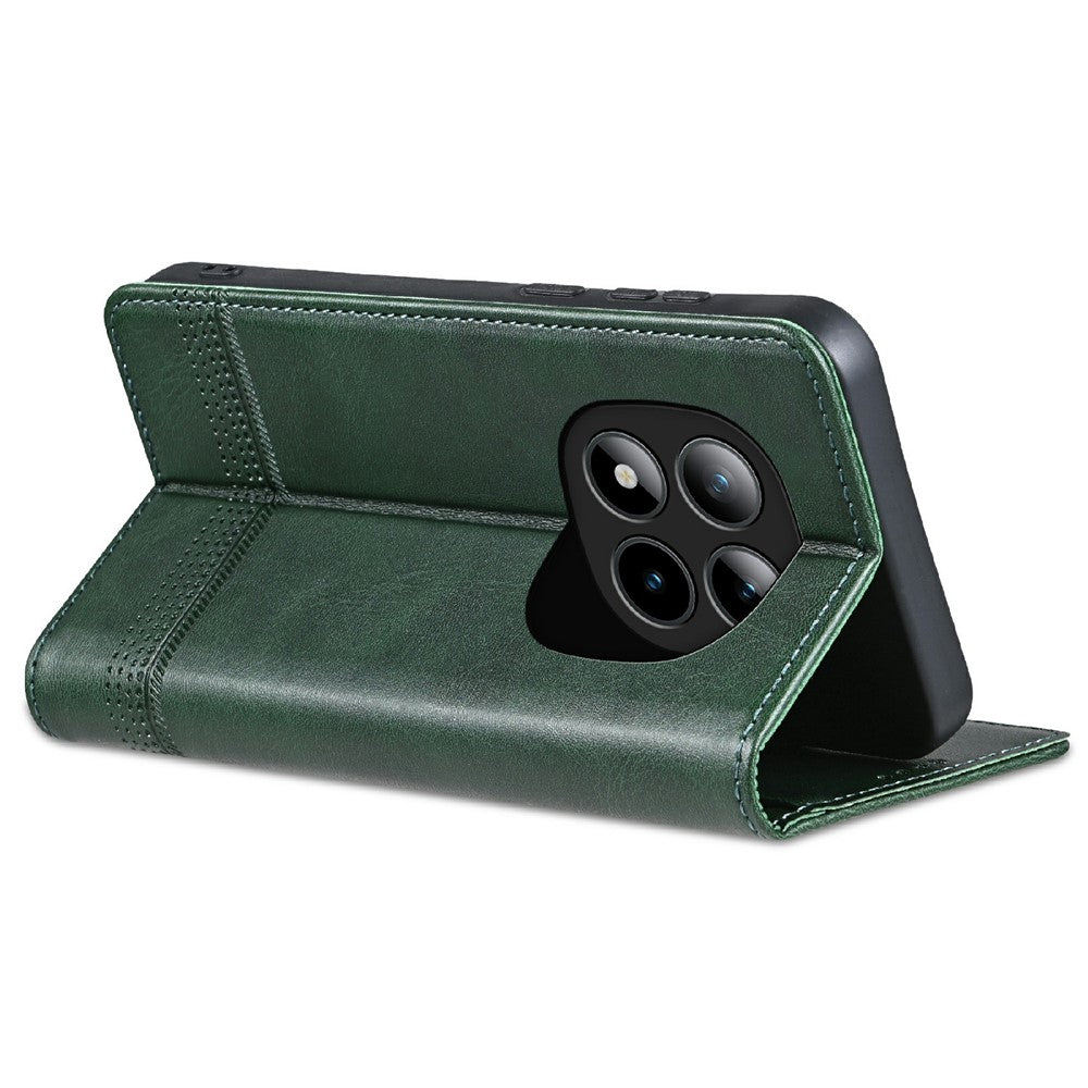 AZNS For Xiaomi Poco M8 Pro 5G / Redmi Note 15 Pro+ 5G (Global) Case Cowhide Texture PU Leather Wallet Phone Cover - Green