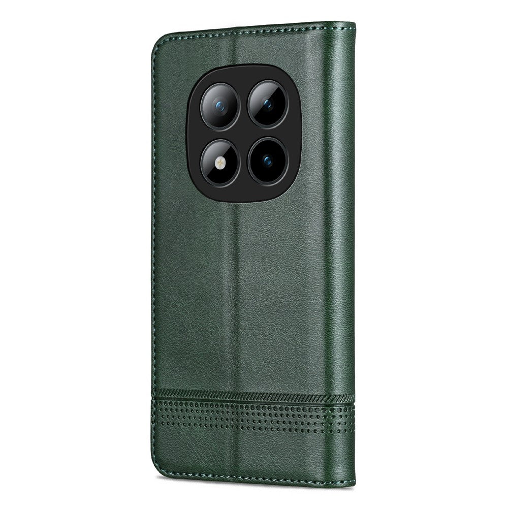 AZNS For Xiaomi Poco M8 Pro 5G / Redmi Note 15 Pro+ 5G (Global) Case Cowhide Texture PU Leather Wallet Phone Cover - Green