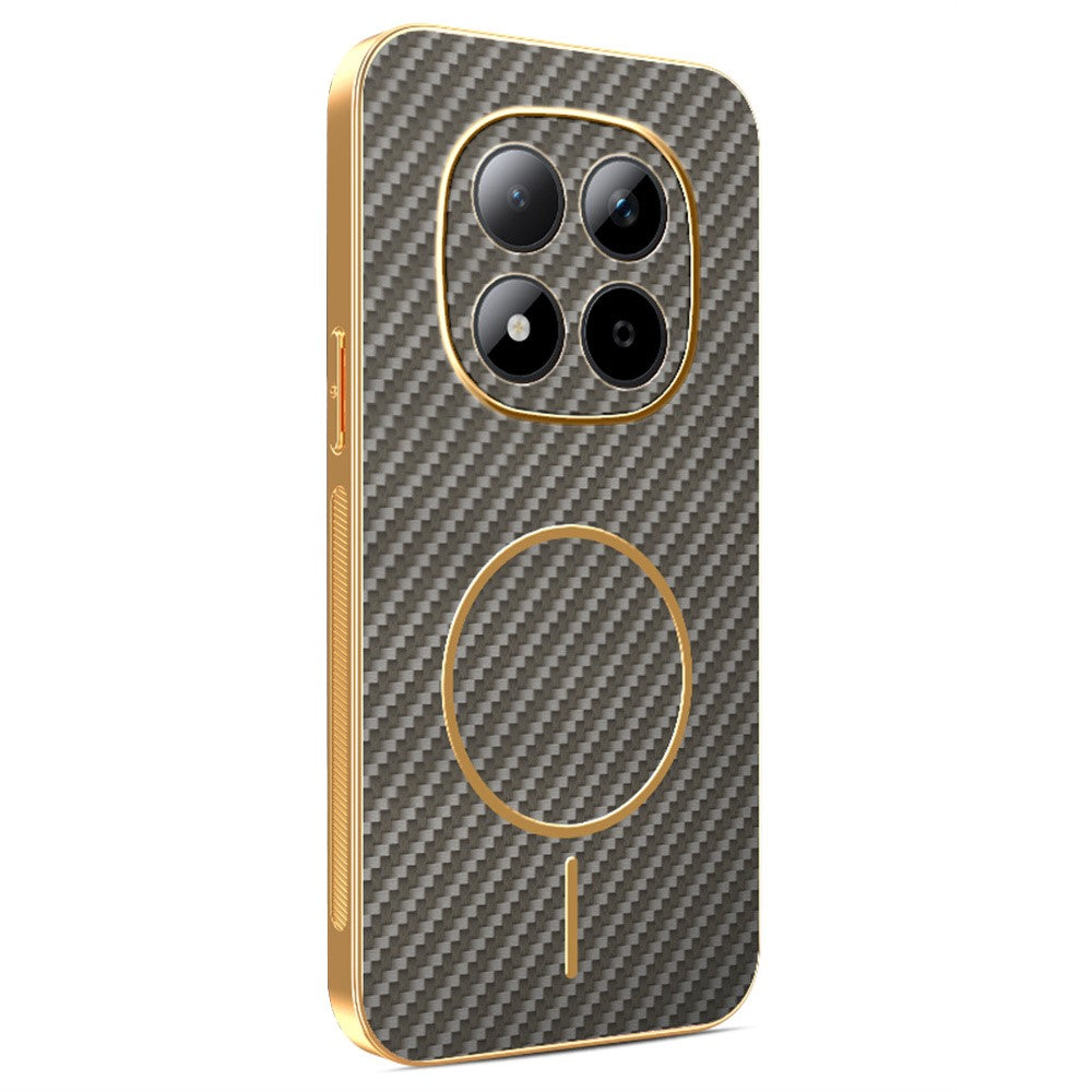 For Xiaomi Redmi Note 15 Pro 5G (Global) Phone Case Carbon Fiber Textured Electroplated TPU Back Cover - Coffee