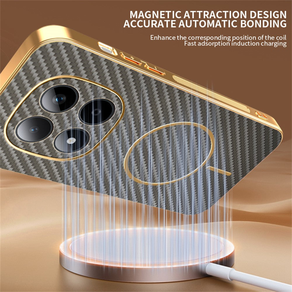 For Xiaomi Redmi Note 15 Pro 5G (Global) Phone Case Carbon Fiber Textured Electroplated TPU Back Cover - Coffee