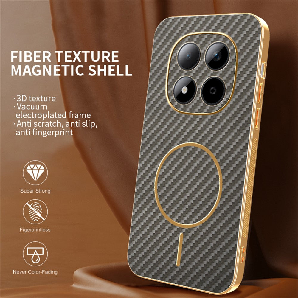 For Xiaomi Redmi Note 15 Pro 5G (Global) Phone Case Carbon Fiber Textured Electroplated TPU Back Cover - Coffee