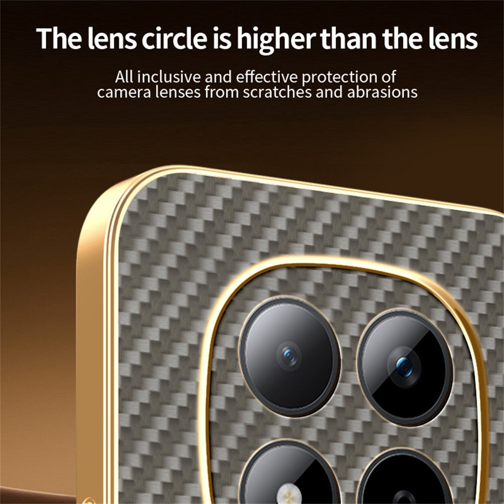 For Xiaomi Redmi Note 15 Pro 5G (Global) Phone Case Carbon Fiber Textured Electroplated TPU Back Cover - Coffee