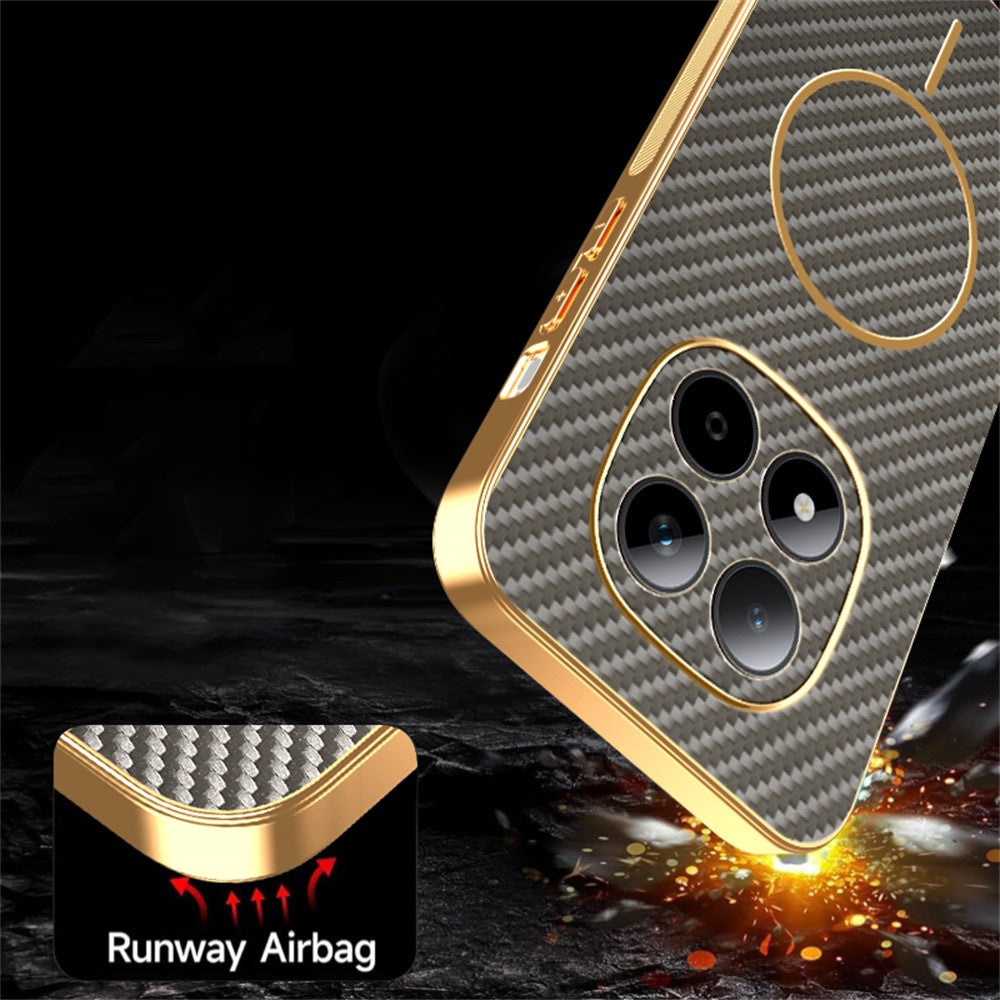 For Xiaomi Redmi Note 15 Pro 5G (Global) Phone Case Carbon Fiber Textured Electroplated TPU Back Cover - Coffee