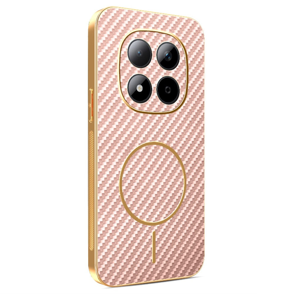 For Xiaomi Redmi Note 15 Pro 5G (Global) Phone Case Carbon Fiber Textured Electroplated TPU Back Cover - Pink