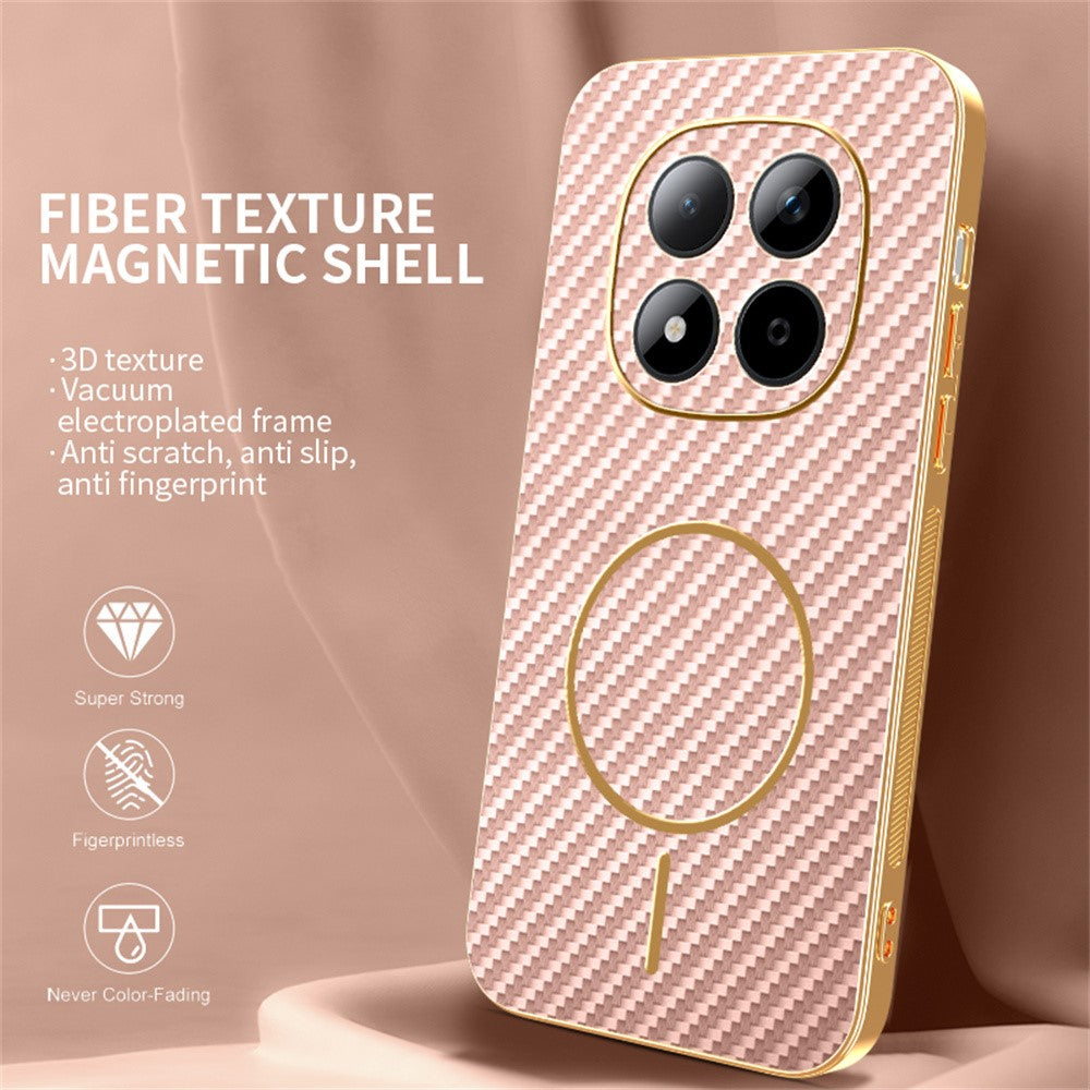 For Xiaomi Redmi Note 15 Pro 5G (Global) Phone Case Carbon Fiber Textured Electroplated TPU Back Cover - Pink