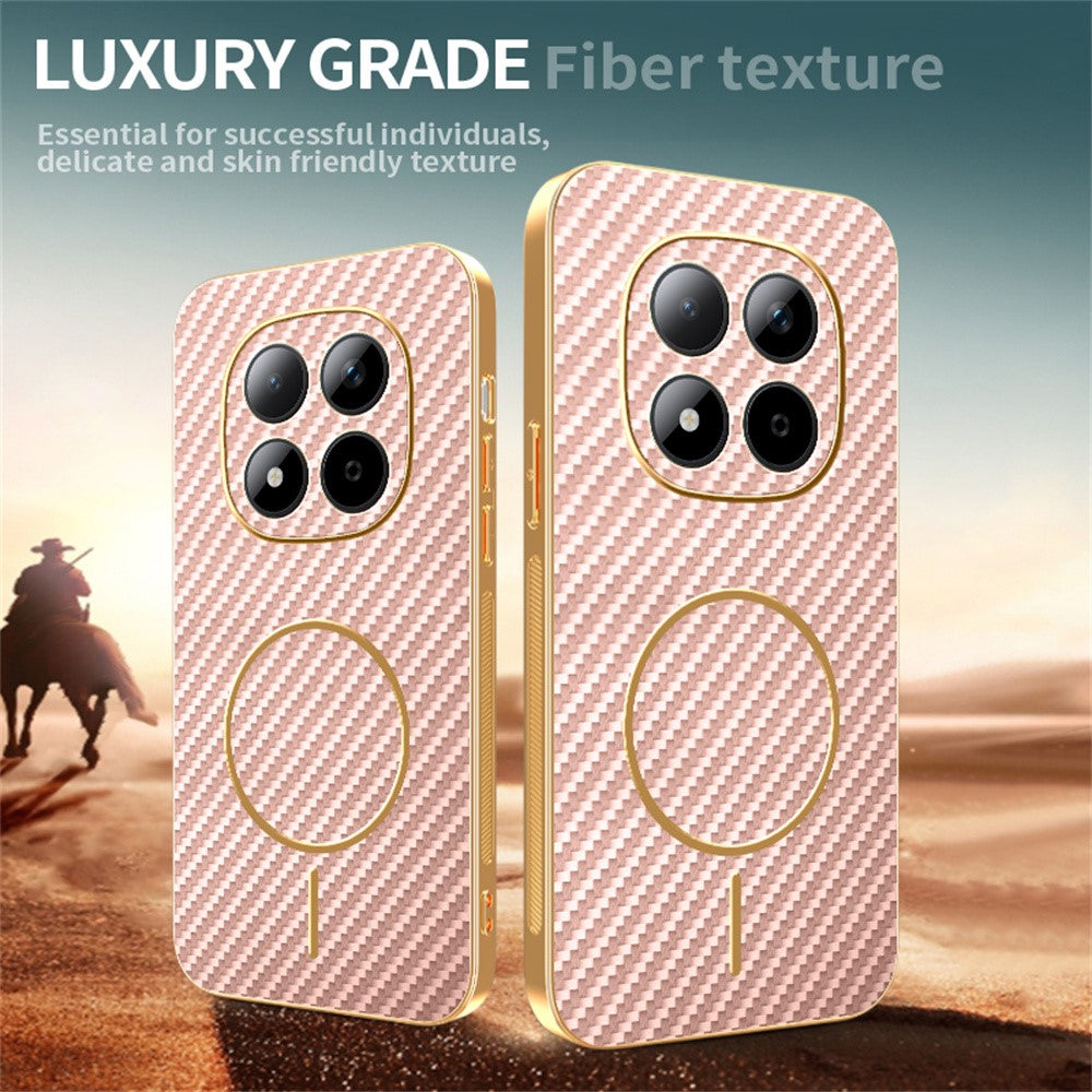 For Xiaomi Redmi Note 15 Pro 5G (Global) Phone Case Carbon Fiber Textured Electroplated TPU Back Cover - Pink