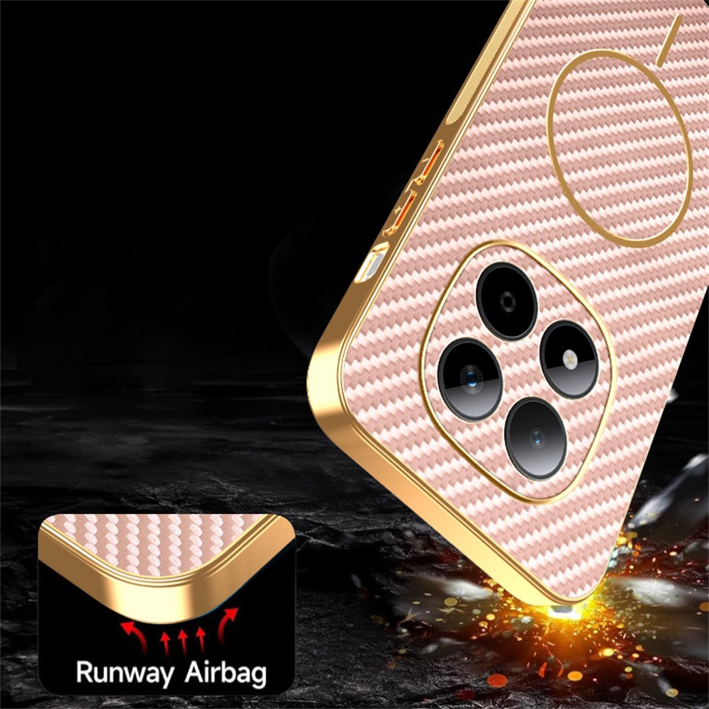 For Xiaomi Redmi Note 15 Pro 5G (Global) Phone Case Carbon Fiber Textured Electroplated TPU Back Cover - Pink