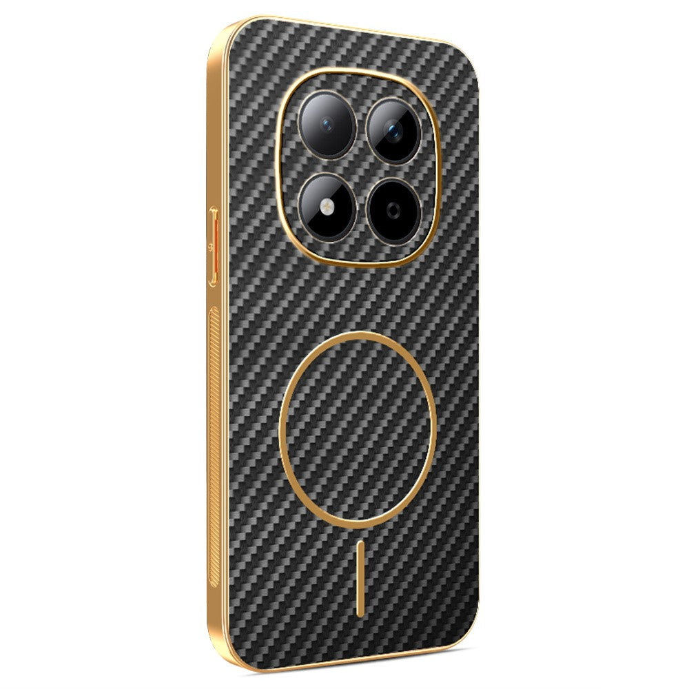 For Xiaomi Redmi Note 15 Pro 5G (Global) Phone Case Carbon Fiber Textured Electroplated TPU Back Cover - Black