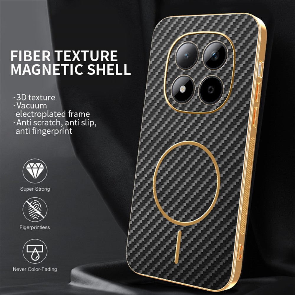 For Xiaomi Redmi Note 15 Pro 5G (Global) Phone Case Carbon Fiber Textured Electroplated TPU Back Cover - Black
