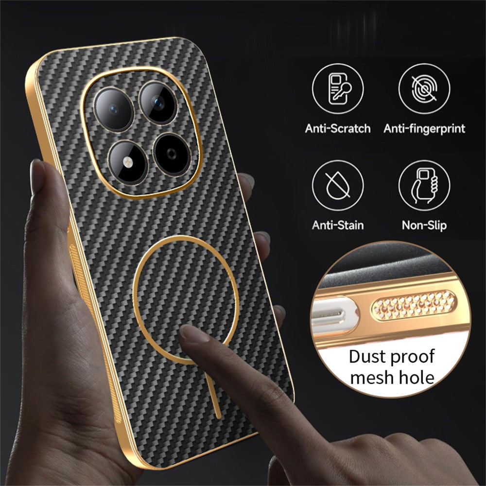 For Xiaomi Redmi Note 15 Pro 5G (Global) Phone Case Carbon Fiber Textured Electroplated TPU Back Cover - Black