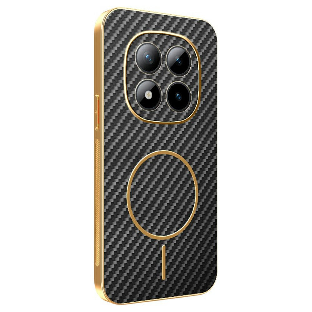 For Xiaomi Redmi Poco M8 Pro 5G / Redmi Note 15 Pro+ 5G (Global) Phone Case Carbon Fiber Textured Electroplated TPU Back Cover - Black