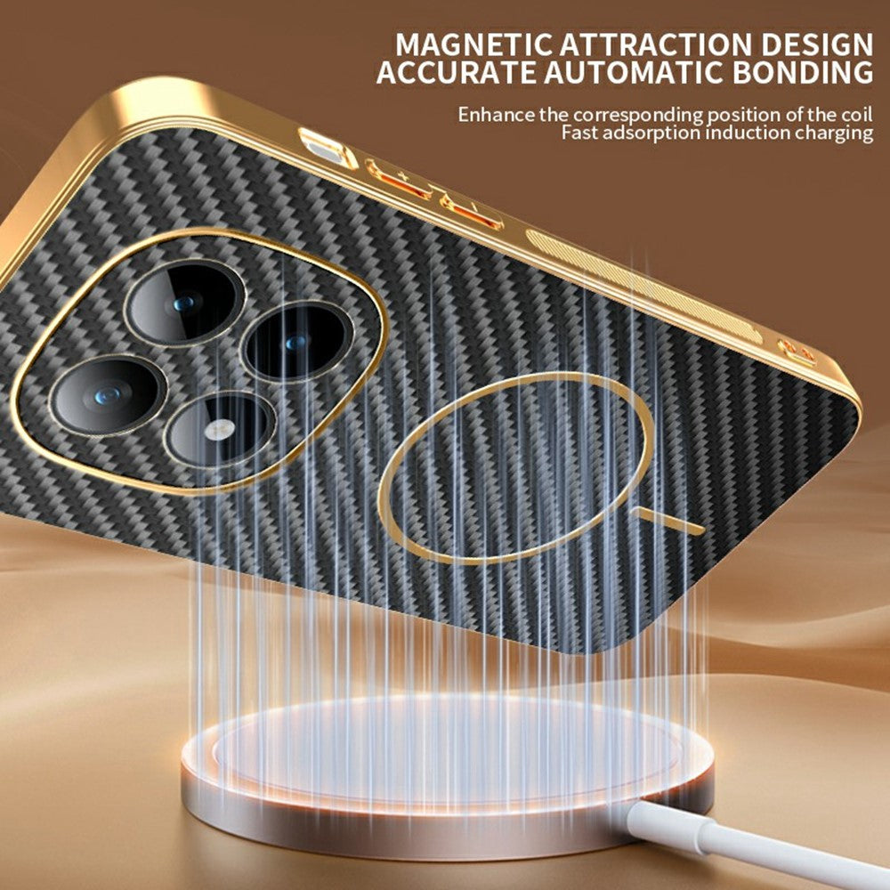 For Xiaomi Redmi Poco M8 Pro 5G / Redmi Note 15 Pro+ 5G (Global) Phone Case Carbon Fiber Textured Electroplated TPU Back Cover - Black