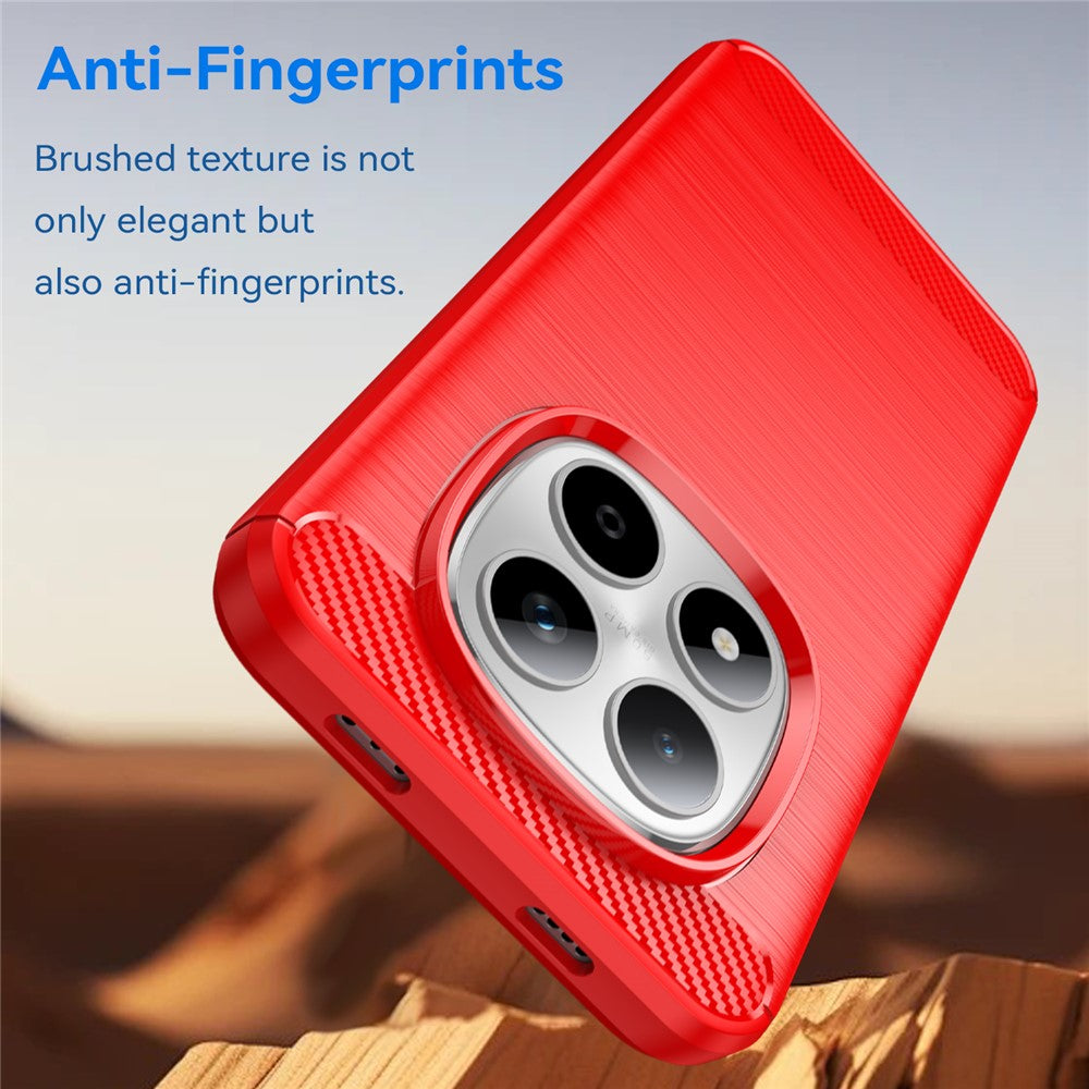 For Xiaomi Redmi Note 15 Pro 5G (Global) Case Protective Phone Cover Carbon Fiber Texture Brushed - Red