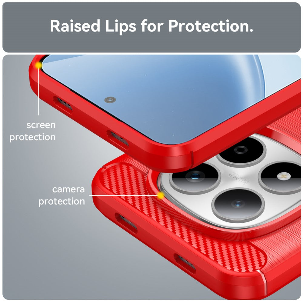 For Xiaomi Redmi Note 15 Pro 5G (Global) Case Protective Phone Cover Carbon Fiber Texture Brushed - Red