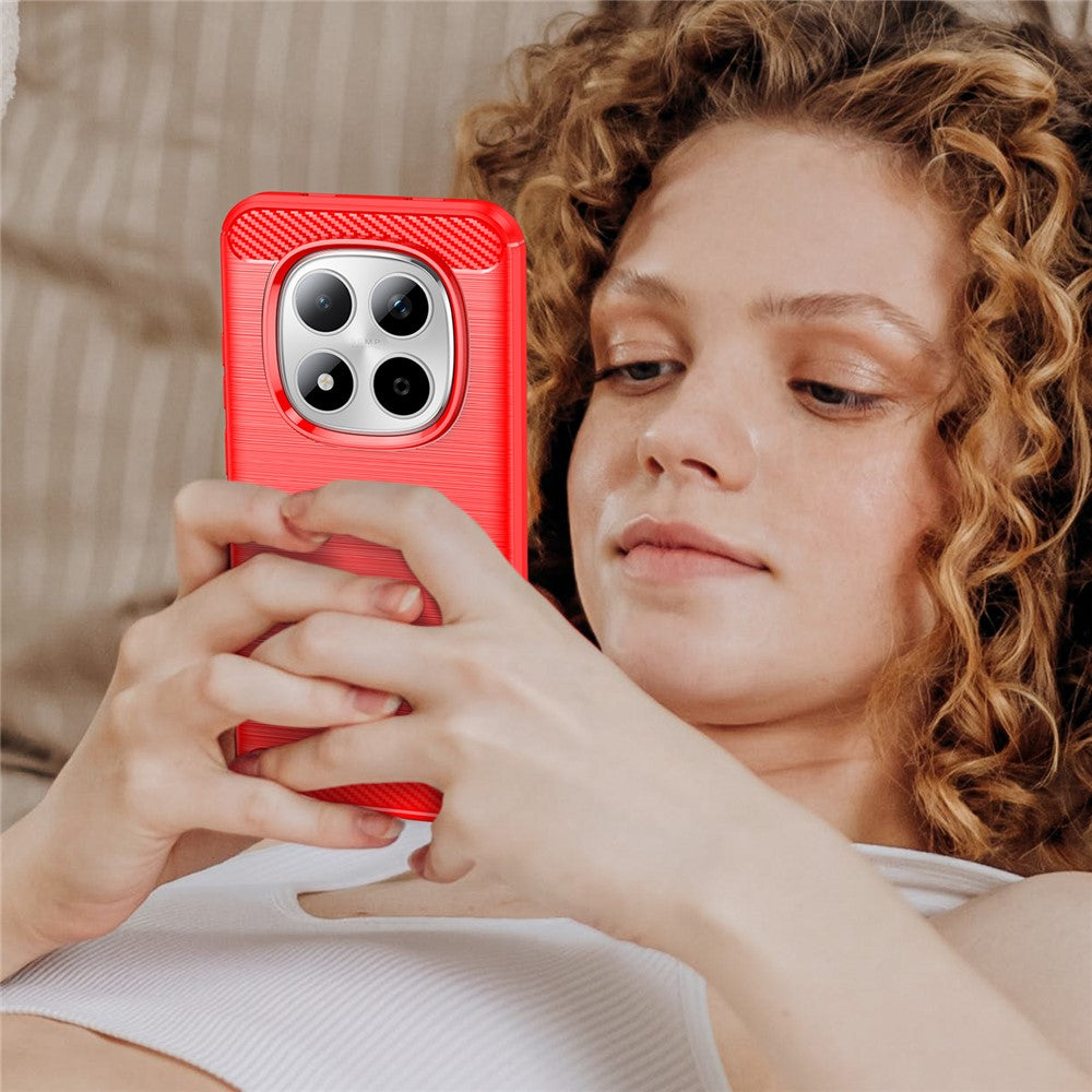 For Xiaomi Redmi Note 15 Pro 5G (Global) Case Protective Phone Cover Carbon Fiber Texture Brushed - Red