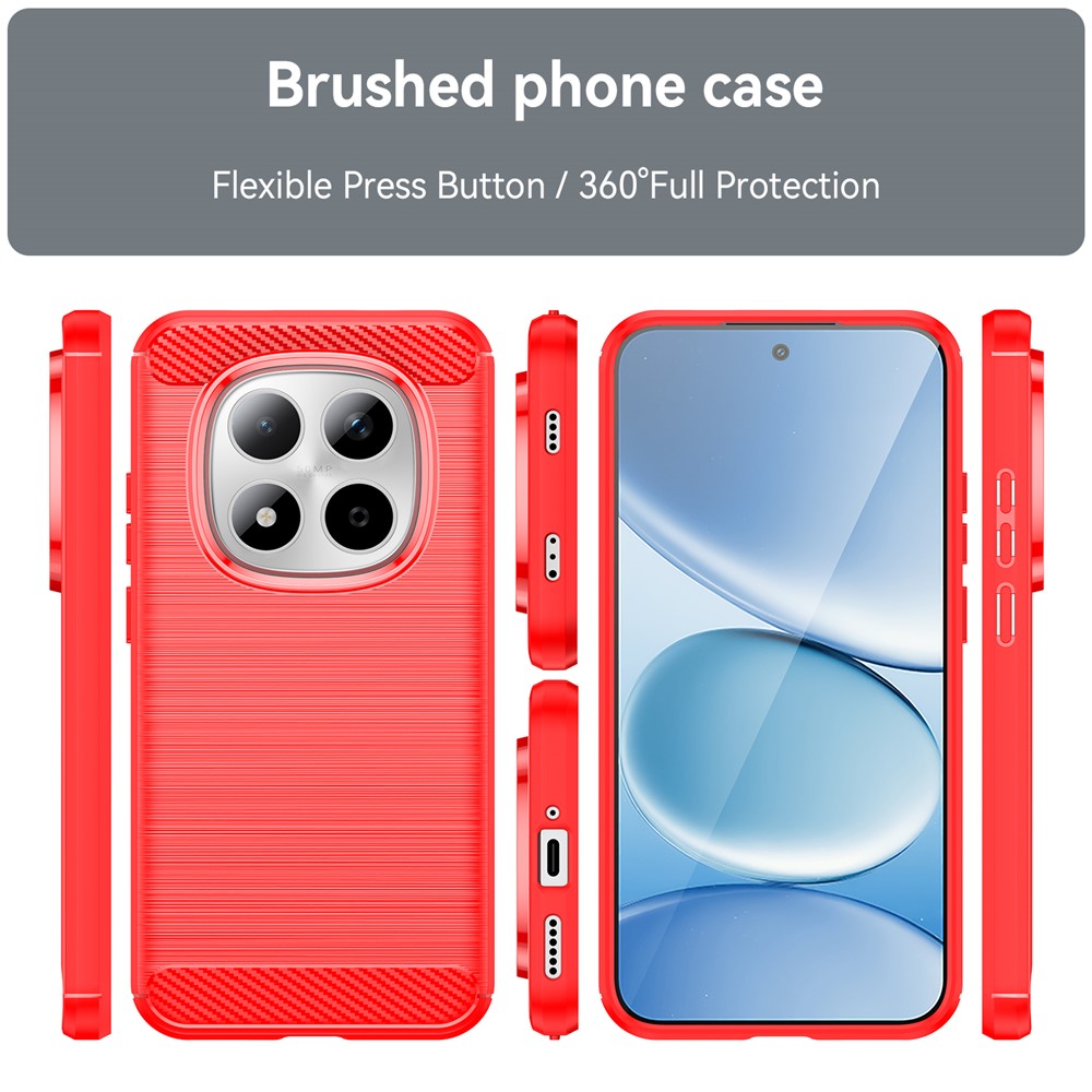 For Xiaomi Redmi Note 15 Pro 5G (Global) Case Protective Phone Cover Carbon Fiber Texture Brushed - Red