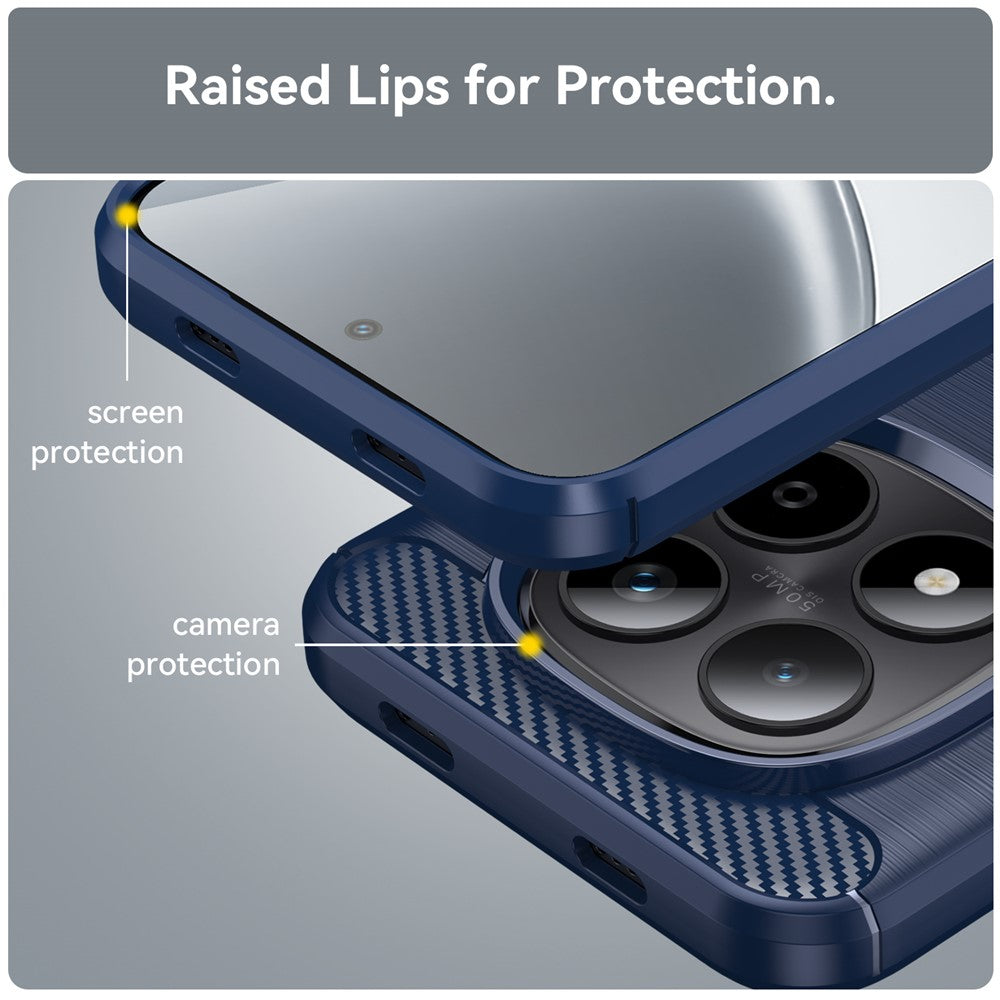 For Xiaomi Redmi Note 15 Pro 5G (Global) Case Protective Phone Cover Carbon Fiber Texture Brushed - Blue