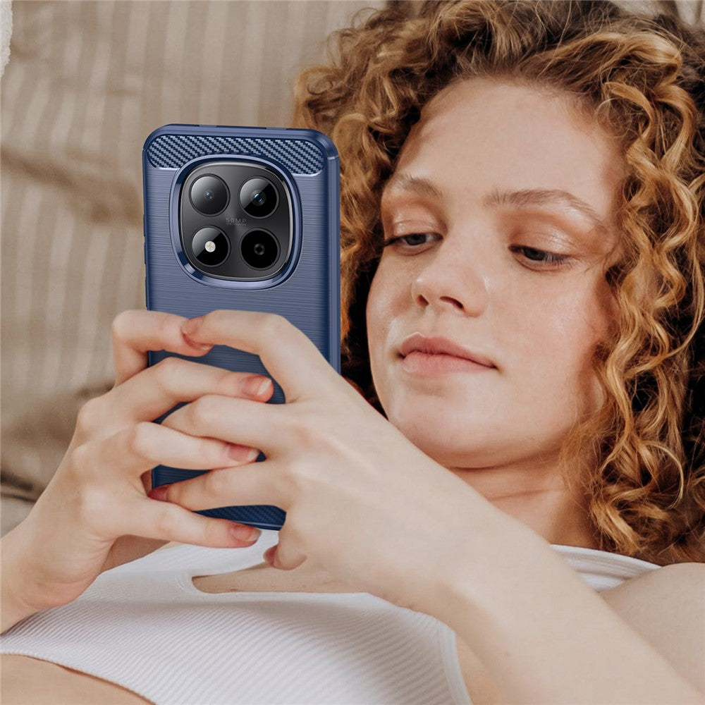 For Xiaomi Redmi Note 15 Pro 5G (Global) Case Protective Phone Cover Carbon Fiber Texture Brushed - Blue