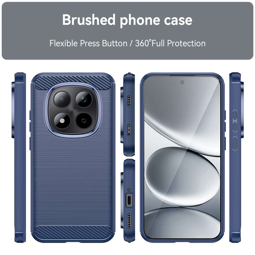 For Xiaomi Redmi Note 15 Pro 5G (Global) Case Protective Phone Cover Carbon Fiber Texture Brushed - Blue