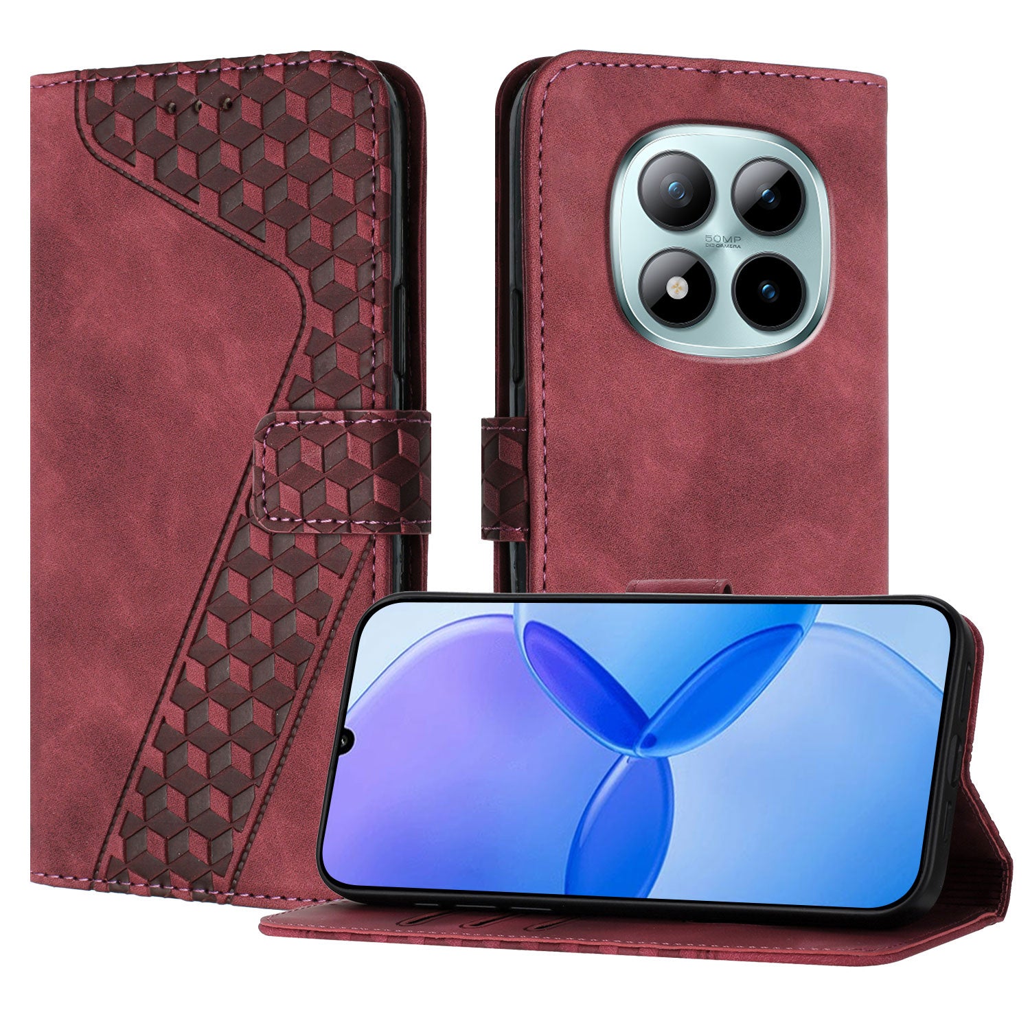 For Xiaomi Poco M8 Pro 5G / Redmi Note 15 Pro+ 5G (Global) Leather Case 7-Shaped Pattern Wallet Stand Shockproof Phone Cover - Brown