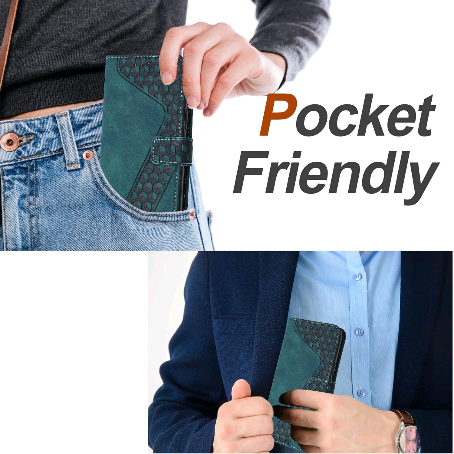 For Xiaomi Poco M8 Pro 5G / Redmi Note 15 Pro+ 5G (Global) Leather Case 7-Shaped Pattern Wallet Stand Shockproof Phone Cover - Green