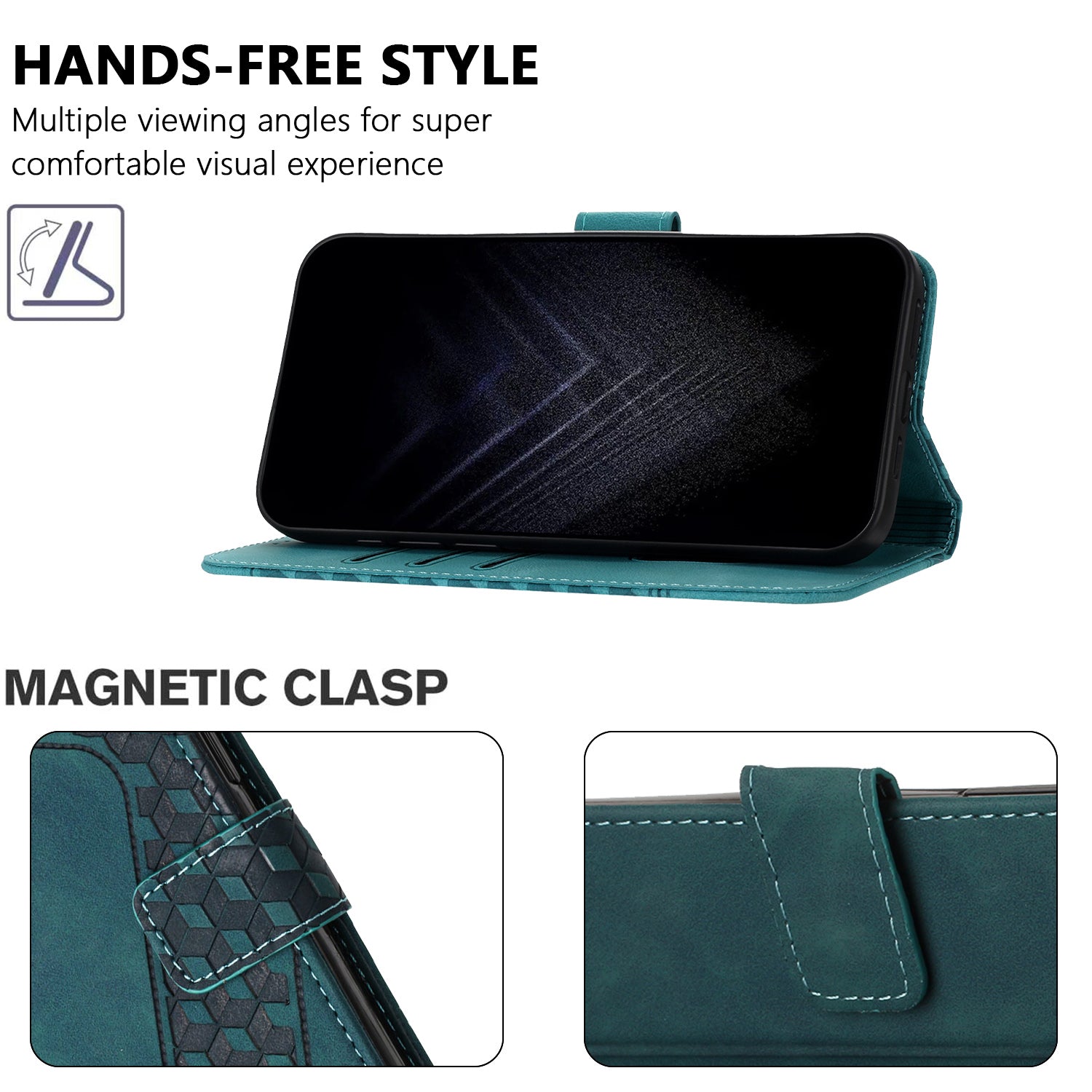 For Xiaomi Poco M8 Pro 5G / Redmi Note 15 Pro+ 5G (Global) Leather Case 7-Shaped Pattern Wallet Stand Shockproof Phone Cover - Green