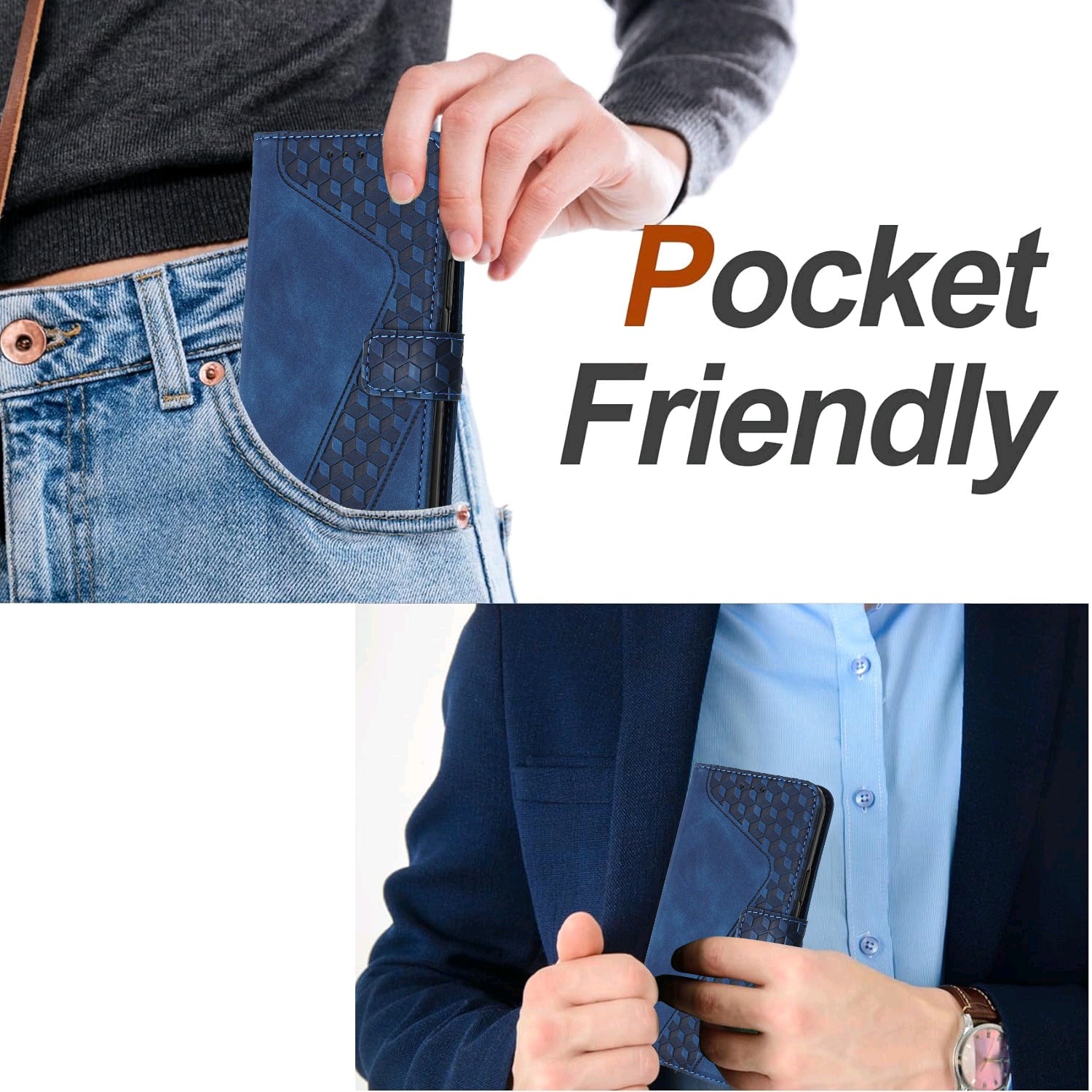 For Xiaomi Poco M8 Pro 5G / Redmi Note 15 Pro+ 5G (Global) Leather Case 7-Shaped Pattern Wallet Stand Shockproof Phone Cover - Blue