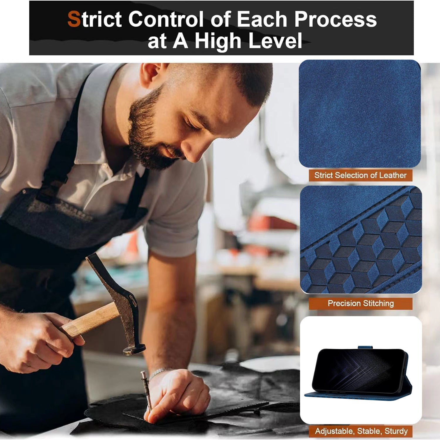 For Xiaomi Poco M8 Pro 5G / Redmi Note 15 Pro+ 5G (Global) Leather Case 7-Shaped Pattern Wallet Stand Shockproof Phone Cover - Blue