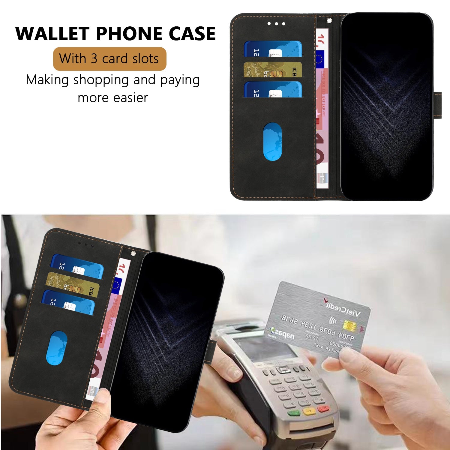 For Xiaomi Redmi Note 15 Pro 5G (Global) Leather Case 7-Shaped Pattern Wallet Stand Shockproof Phone Cover - Black