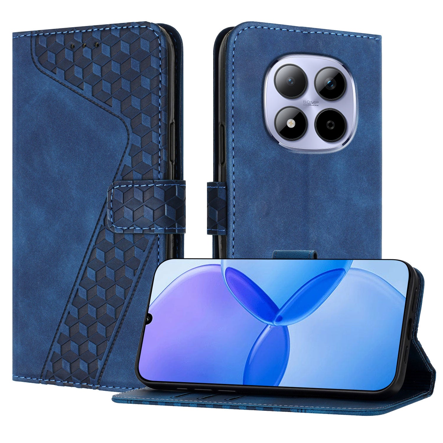 For Xiaomi Redmi Note 15 Pro 5G (Global) Leather Case 7-Shaped Pattern Wallet Stand Shockproof Phone Cover - Blue