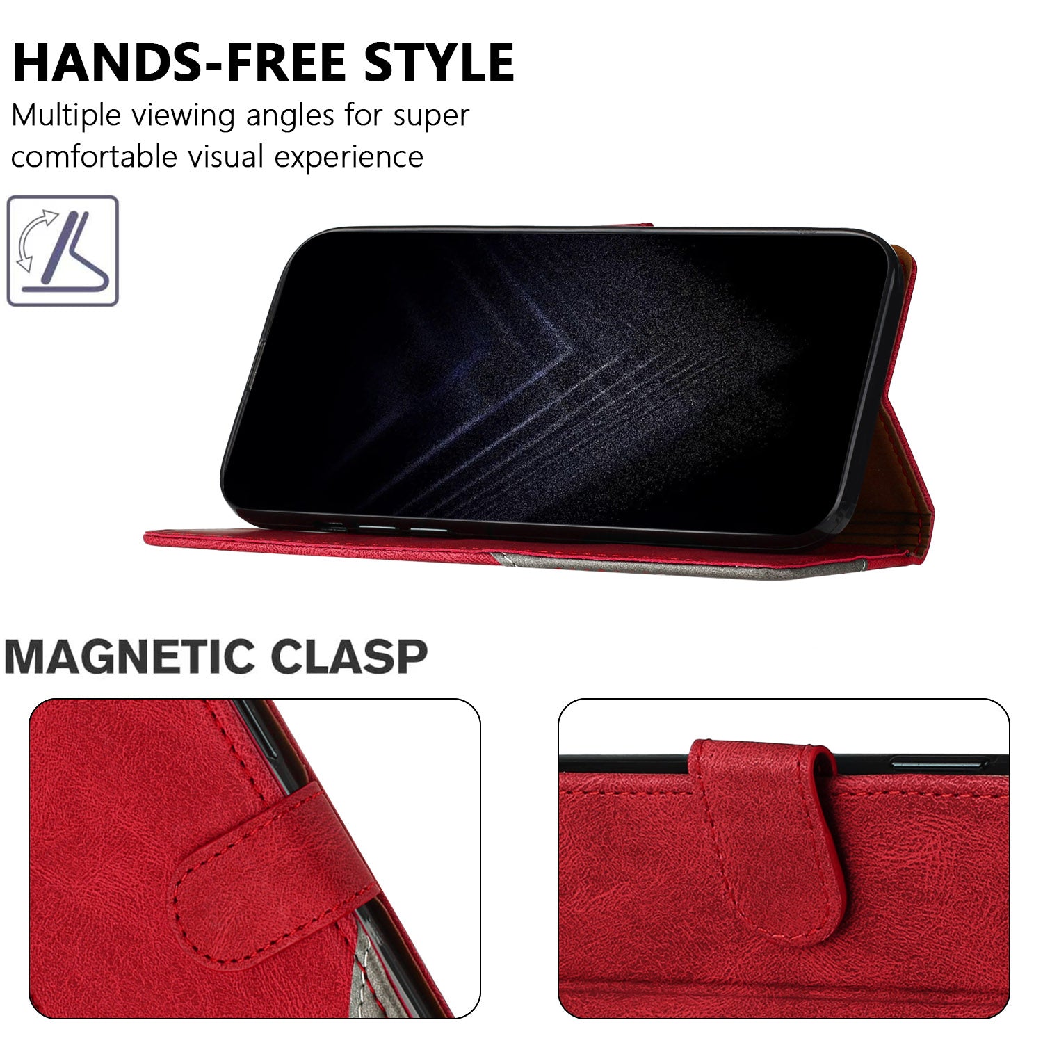 For Xiaomi Poco M8 Pro 5G / Redmi Note 15 Pro+ 5G (Global) Leather Case Triangle Patchwork Wallet Stand Shockproof Phone Cover - Red