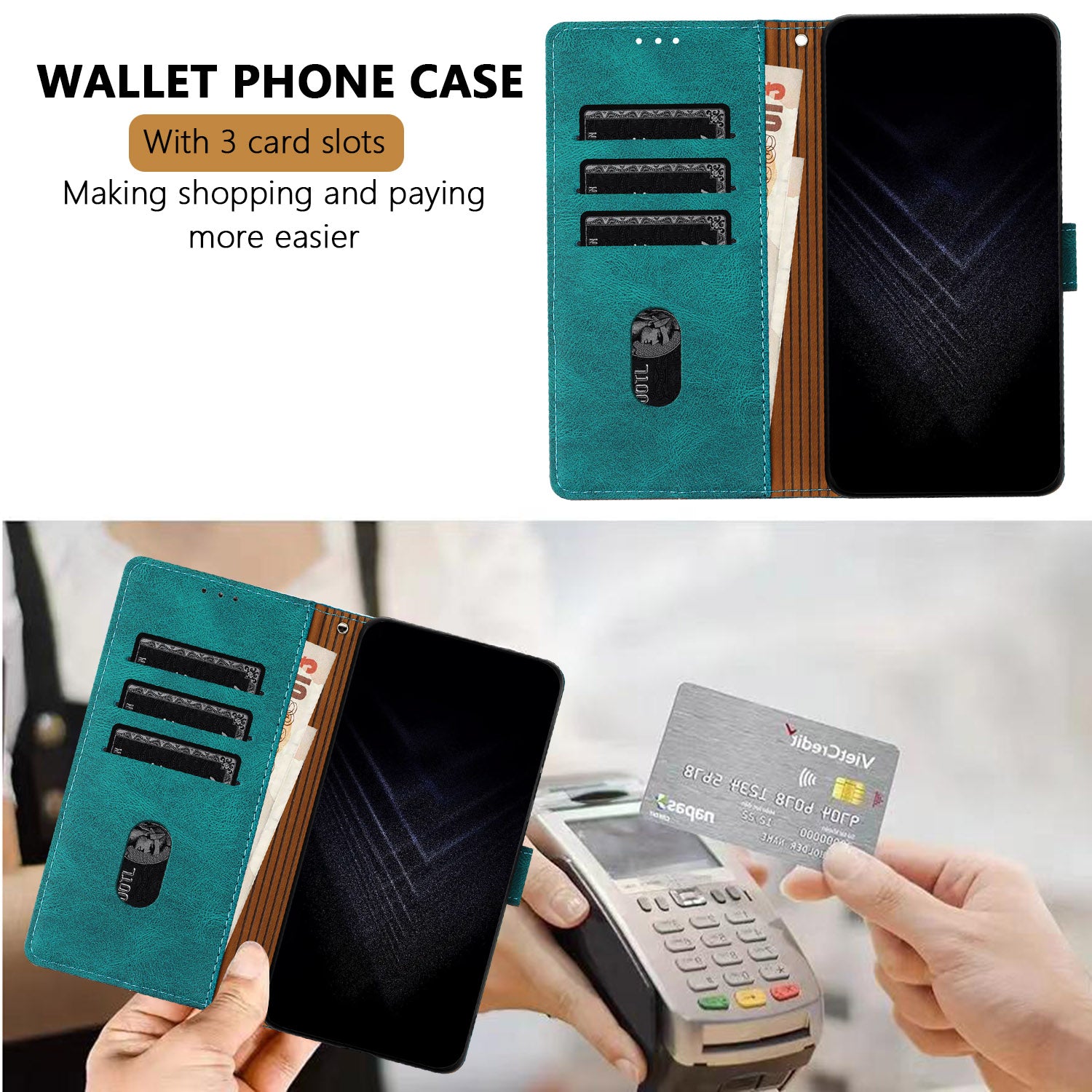 For Xiaomi Poco M8 Pro 5G / Redmi Note 15 Pro+ 5G (Global) Leather Case Triangle Patchwork Wallet Stand Shockproof Phone Cover - Green