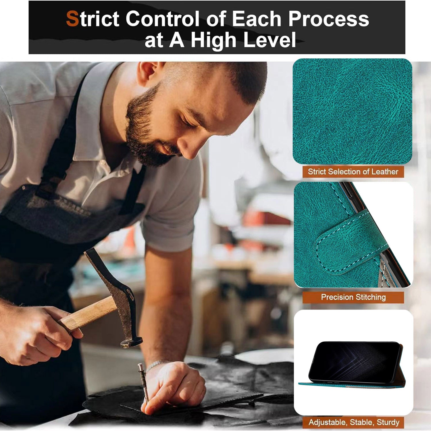 For Xiaomi Poco M8 Pro 5G / Redmi Note 15 Pro+ 5G (Global) Leather Case Triangle Patchwork Wallet Stand Shockproof Phone Cover - Green