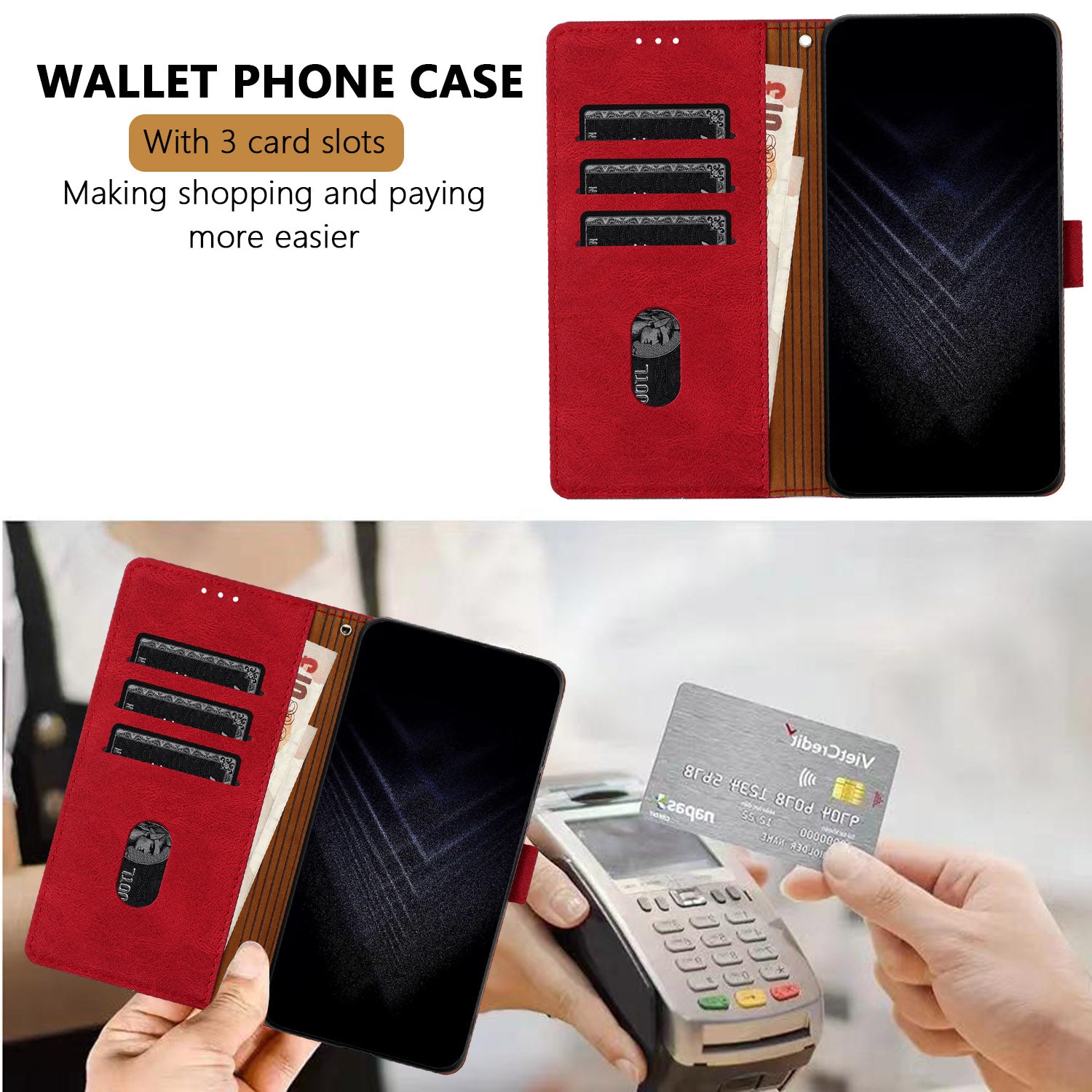 For Xiaomi Redmi Note 15 Pro 5G (Global) Leather Case Triangle Patchwork Wallet Stand Shockproof Phone Cover - Red