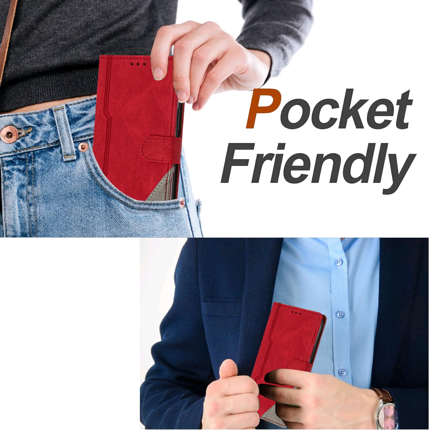 For Xiaomi Redmi Note 15 Pro 5G (Global) Leather Case Triangle Patchwork Wallet Stand Shockproof Phone Cover - Red