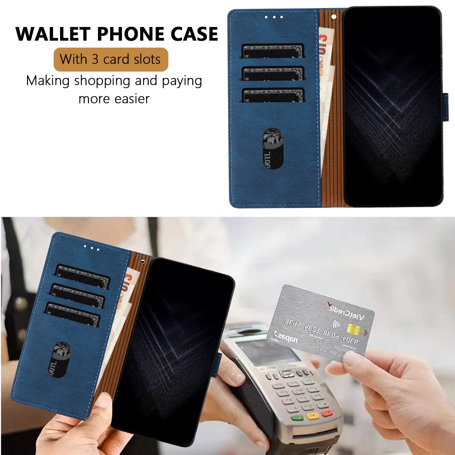 For Xiaomi Redmi Note 15 Pro 5G (Global) Leather Case Triangle Patchwork Wallet Stand Shockproof Phone Cover - Blue