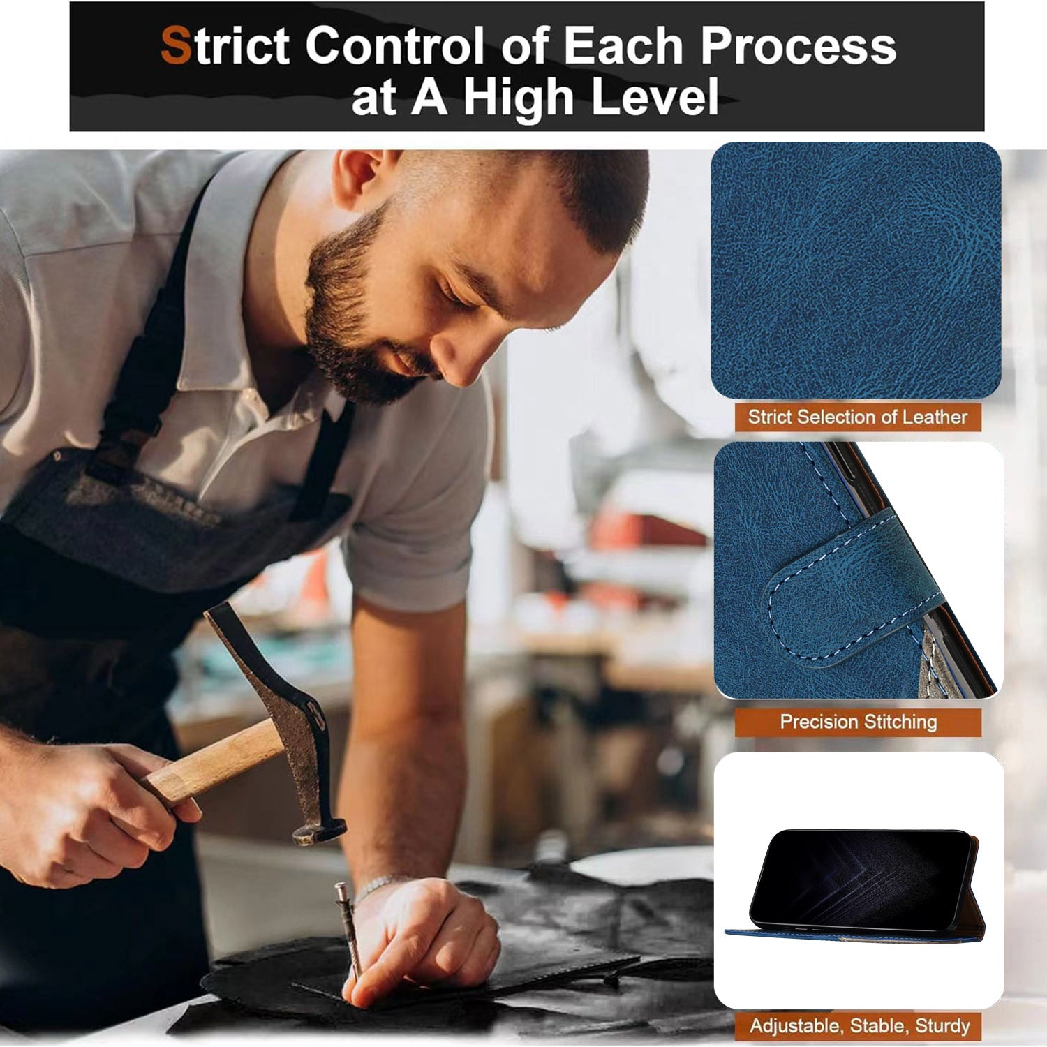 For Xiaomi Redmi Note 15 Pro 5G (Global) Leather Case Triangle Patchwork Wallet Stand Shockproof Phone Cover - Blue