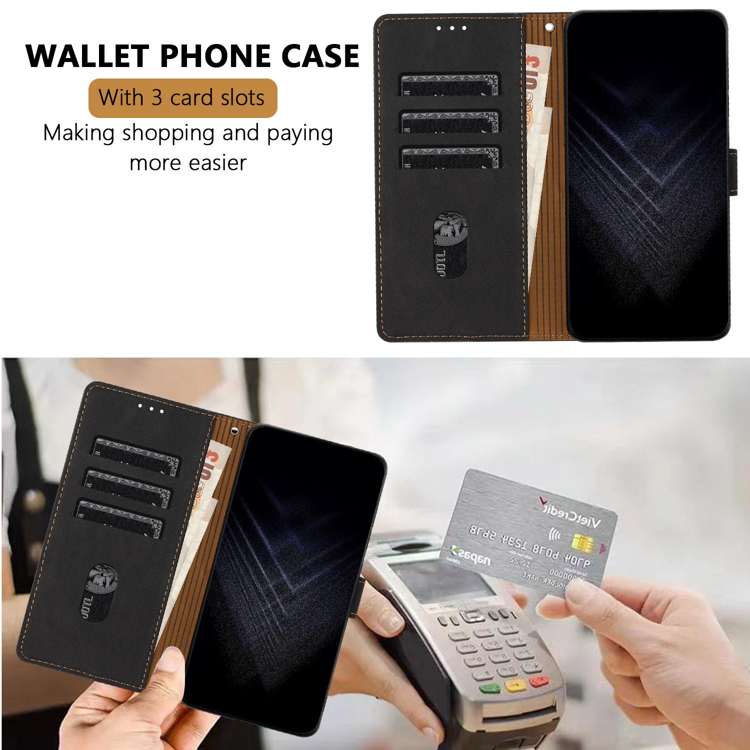For Xiaomi Redmi Note 15 Pro 5G (Global) Leather Case Triangle Patchwork Wallet Stand Shockproof Phone Cover - Black