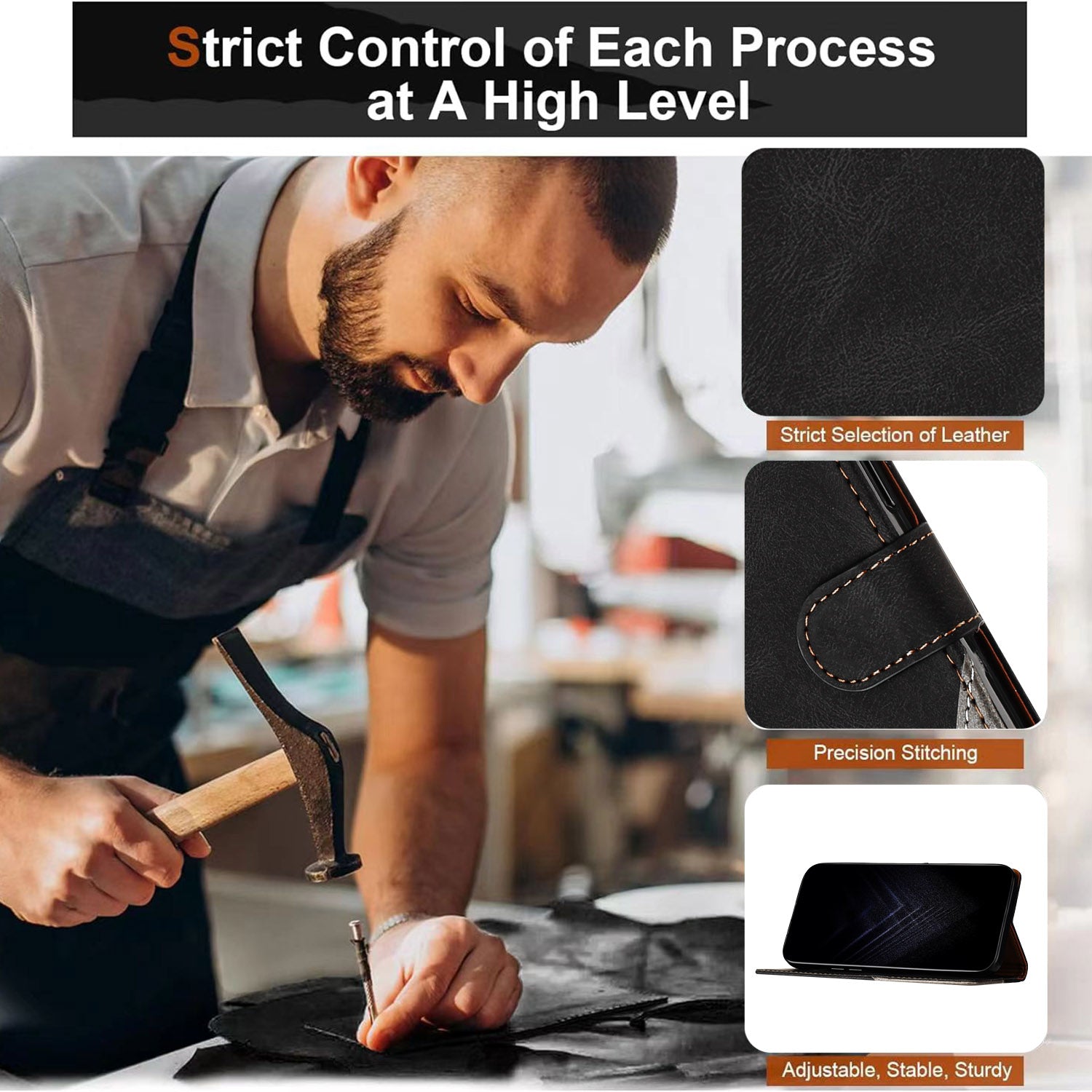 For Xiaomi Redmi Note 15 Pro 5G (Global) Leather Case Triangle Patchwork Wallet Stand Shockproof Phone Cover - Black