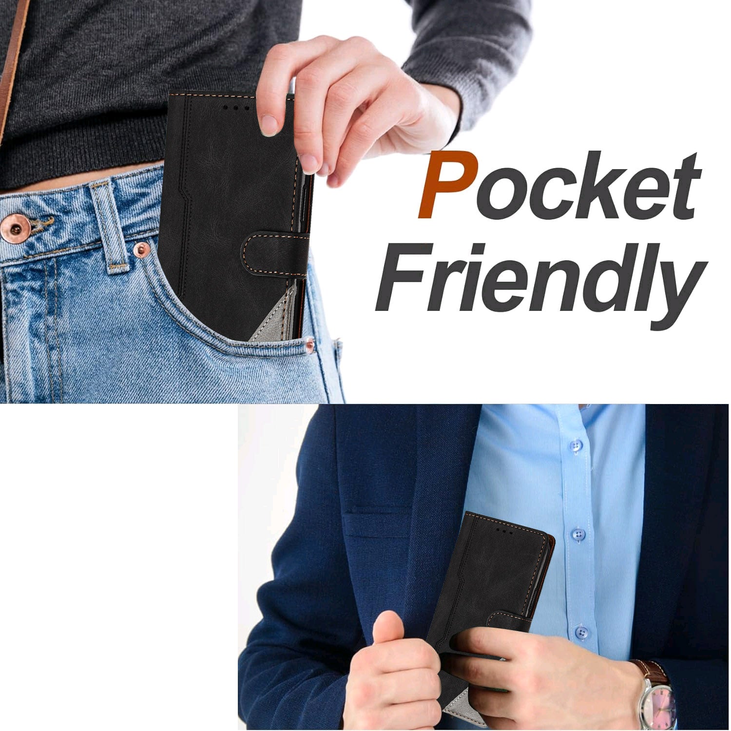 For Xiaomi Redmi Note 15 Pro 5G (Global) Leather Case Triangle Patchwork Wallet Stand Shockproof Phone Cover - Black